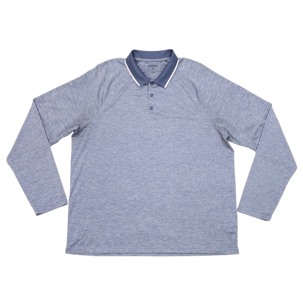 Rhone Performance Long Sleeve Stretch Polo Shirt Men's Size XL Heather Blue
